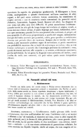14. Parassiti animali del rene. - 17. Malattie dei vasi renali.