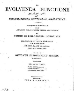 De evolvenda functione (yd.yd.yd...ydX/dx**n) disquisitiones nonnullae analyticae.