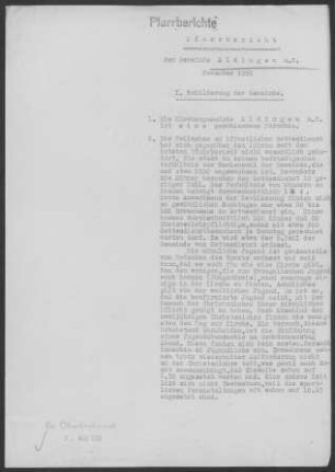 Aldingen/Neckar: Pfarrbericht 1952