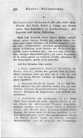 Helvetischer Almanachfür das Jahr 1809. - Zürich : Orell Fuessli, 1809