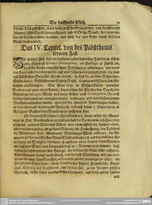 Das IV. Capitel, von des Pabstthums fernern Fall