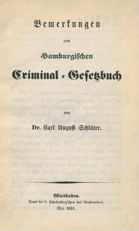 Bemerkungen zum hamburguischen Criminal-Gesetzbuch