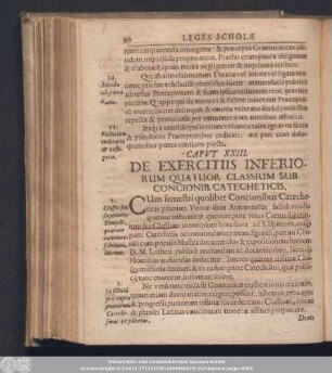 Caput XXIII. De Exercitiis Inferiorum Quatuor Classium Sub Concionib. Catecheticis.
