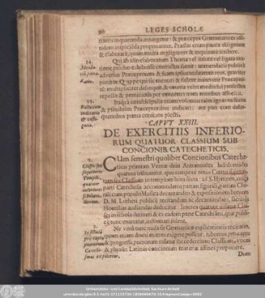 Caput XXIII. De Exercitiis Inferiorum Quatuor Classium Sub Concionib. Catecheticis.