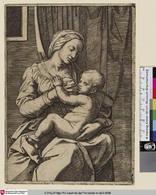 [Sainte famille; Maria stillt den Jesusknaben auf ihrem Schoß]