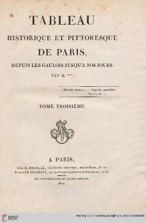 Band 3: Tableau historique et pittoresque de Paris: depuis les Gaulois jusqu'à nos jours