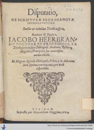 Disputatio, DE SCRIPTVRAE SACROSANCTAE INTERPRETATIONE