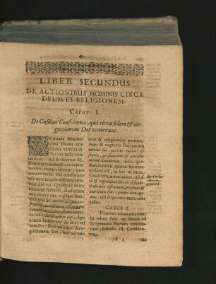 Caput I. De Casibus Conscientiae, qui circa fidem & cognitionem Dei occurunt.
