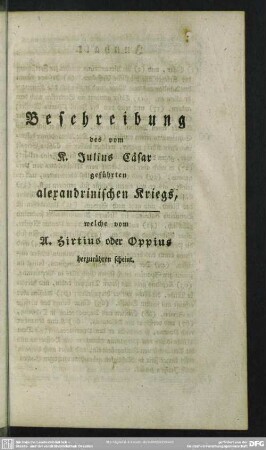 Beschreibung des vom K. Julius Cäsar geführten alexandrinischen Kriegs