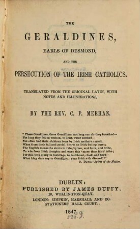 The Geraldines, earls of Desmond and the persecution of the Irish catholics