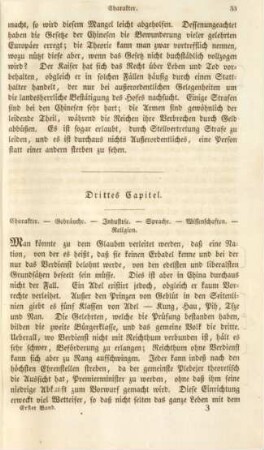 Drittes Capitel. Charakter. - Gebräuche. - Industrie. - Sprache. - Wissenschaften. - Religion
