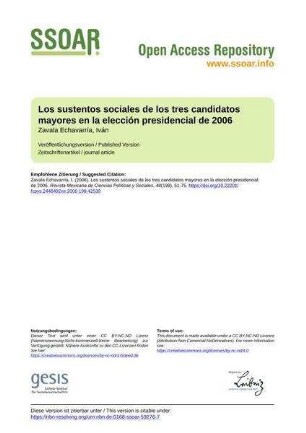 Los sustentos sociales de los tres candidatos mayores en la elección presidencial de 2006