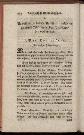 2. Anweisung zu kleinen Aufsätzen, welche im gemeinen Leben außer dem Briefschreiben vorkommen.
