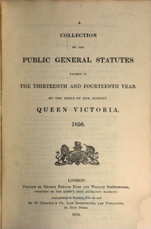 A Collection of the public general statutes. 1850, 1850