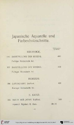 Japanische Aquarelle und Farbenholzschnitte (Nr. 192-198)