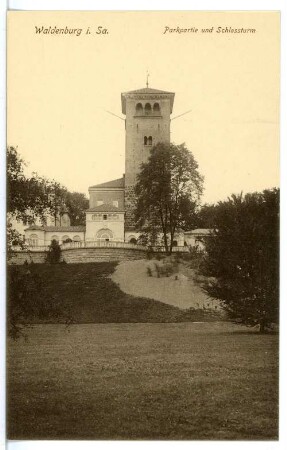 Waldenburg. Parkpartie und Schlossturm