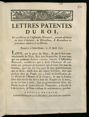 1-4, Lettres Patentes Du Roi...