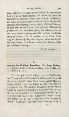 355-361 [Rezension] Ratzinger, Georg, Geschichte der kirchlichen Armenpflege