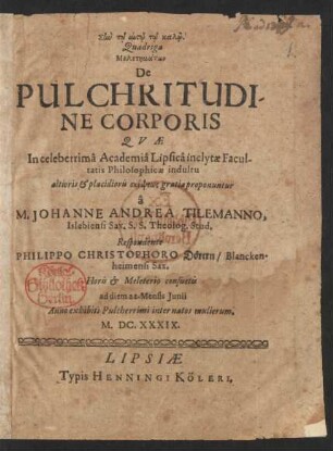 Quadriga Meletēmatōn De Pulchritudine Corporis