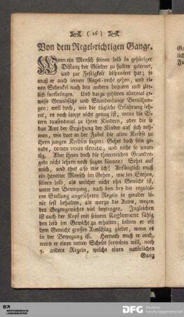 Von dem Regel-richtigen Gange.
