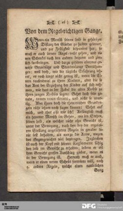 Von dem Regel-richtigen Gange.