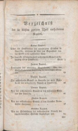 Verzeichniß der in diesem zweiten Theil enthaltenen Kapitel.
