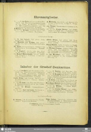 Inhaber der Grashof-Denkmünze.