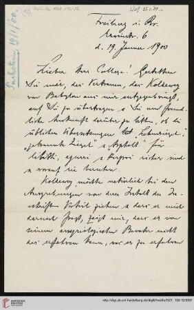 Brief von Otto Puchstein an Carl Bezold