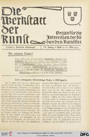 4: Zum siebzigsten Geburtstage Franz v. Defreggers