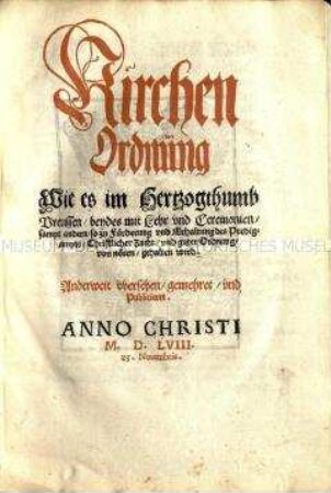 Kirchenordnung des Herzogtums Preußen