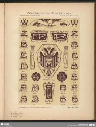 Adels-Monogramme mit Krone Dekorationen [Allgemein, Schilder], Wappen, Leisten und Vignetten