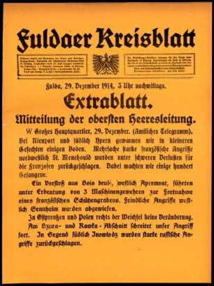 Zweite Ausgabe vom Dienstag, den 29. Dezember 1914.