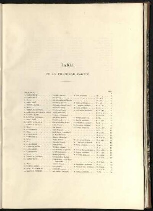 Table de la première partie