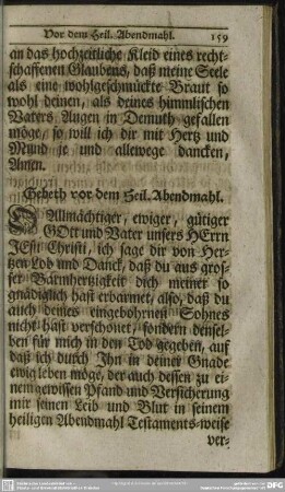 Gebeth vor den Heil. Abendmahl