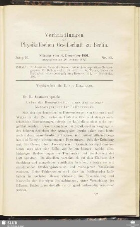 Nr. 15. Sitzung vom 4. December 1891
