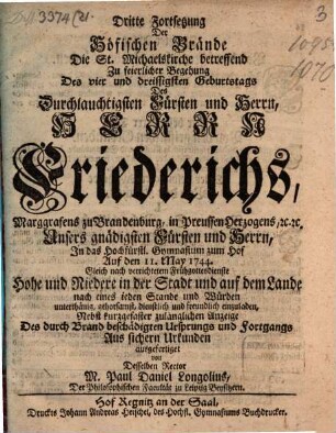 Der widrige Einfluß der Höfischen Brände, [4]. Dritte Fortsetzung, die St. Michaelskirche betreffend
