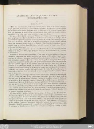 La Littérature Turque De L' Époque Des Karakhanides par Ahmet Caferoǧlu
