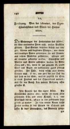 11. Fortsetzung. Von der Lebensart, den Eigenthümlichkeiten und Sitten der Hottentotten