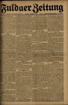 Erste Ausgabe vom Freitag, den 04. April 1919.
