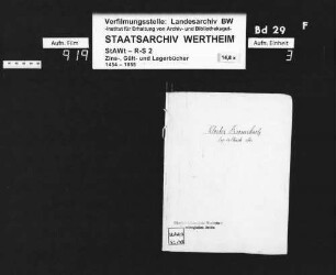 Lagerbuch des Klosters Bronnbach