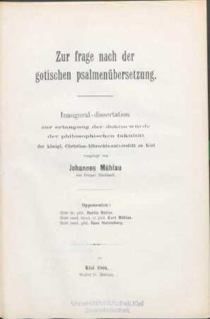 Zur Frage nach der gotischen Psalmenübersetzung