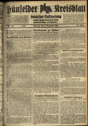 Erste Ausgabe vom Samstag, den 04. November 1933.
