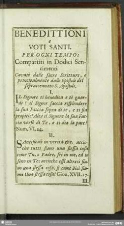 Benedittioni e Voti Santi