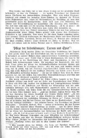Pflege der Leibesübungen; Turnen und Spiel