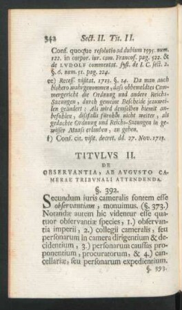 Titulus II. De Observantia, Ab Augusto Camerae Tribunali Attendenda.