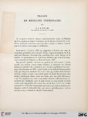 8: Travaux de médecine vétérinaire