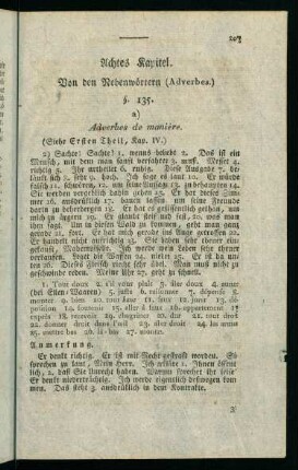 207-209, Achtes Kapitel. Von den Nebenwörtern (Adverbes.)