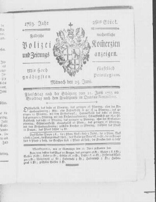 26tes Stück., Ausgabe vom 25. Juni 1783