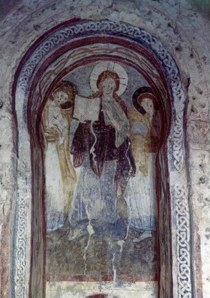 Christus, Papst Gregor der Große und Stephanus, sowie Stifter — Christus Pantokrator zwischen zwei Engeln
