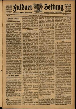 Erste Ausgabe vom Samstag, den 02. September 1905.